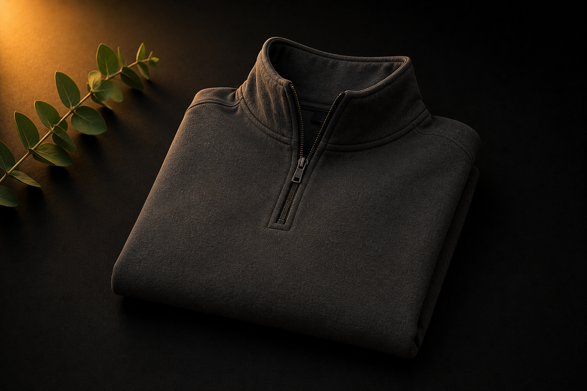 Hoodie med dragkedja (1/4-zip)